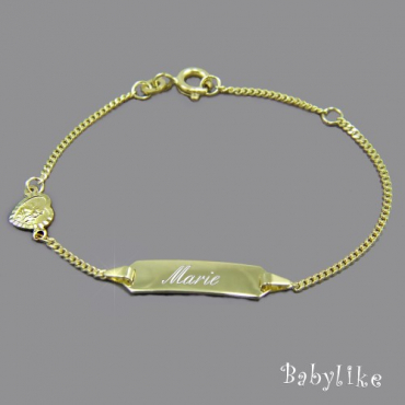 Baby-Armband Gold Herz-Schutzengel mit Gravur • 333/585/-Gold • 13,5/11,5 cm